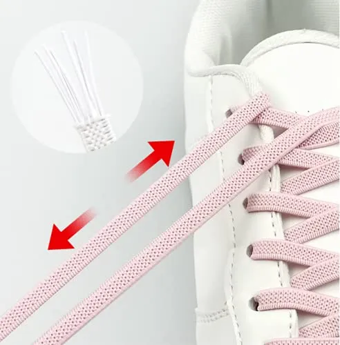 (1 Pair) Elastic No Tie Shoelaces, Proxima Direct Semicircle Shoe Laces Quick Lazy Metal Lock Laces Shoe Strings, System With Elastic Shoe Laces - One Size Fits All Kids & Adult, Elderly（White）