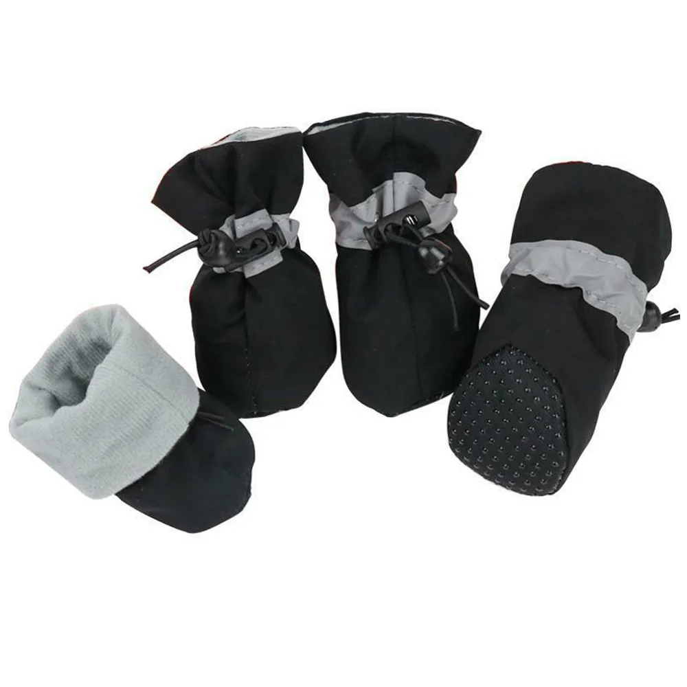 4Pcs Anti Slip Protective Dog Shoes Boots Pet Socks Booties Black