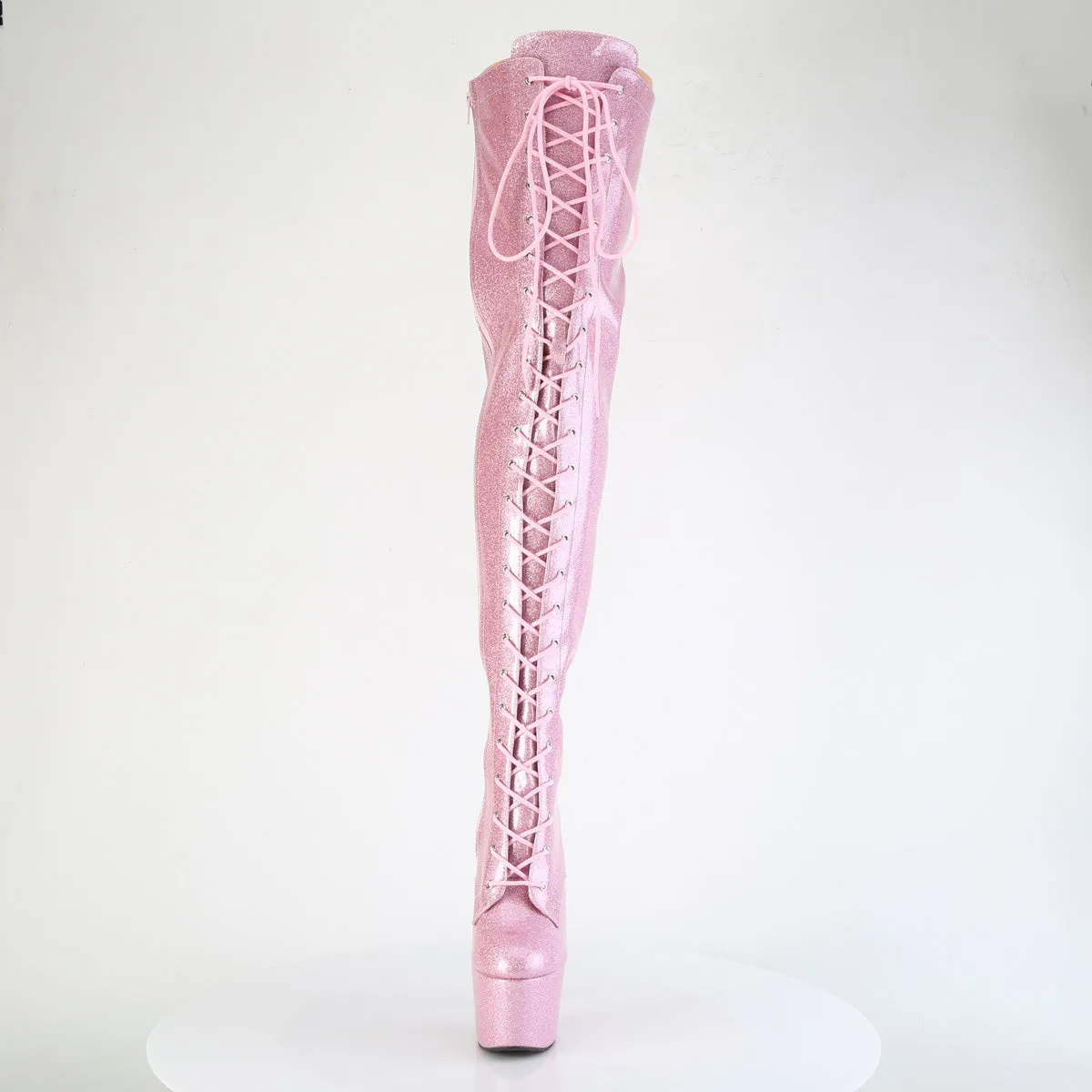 ADORE-3020GP Pleaser Pole Dancing Pink Glitter Thigh High Boots