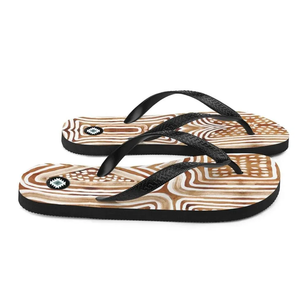 African Mud Lines Flip Flops
