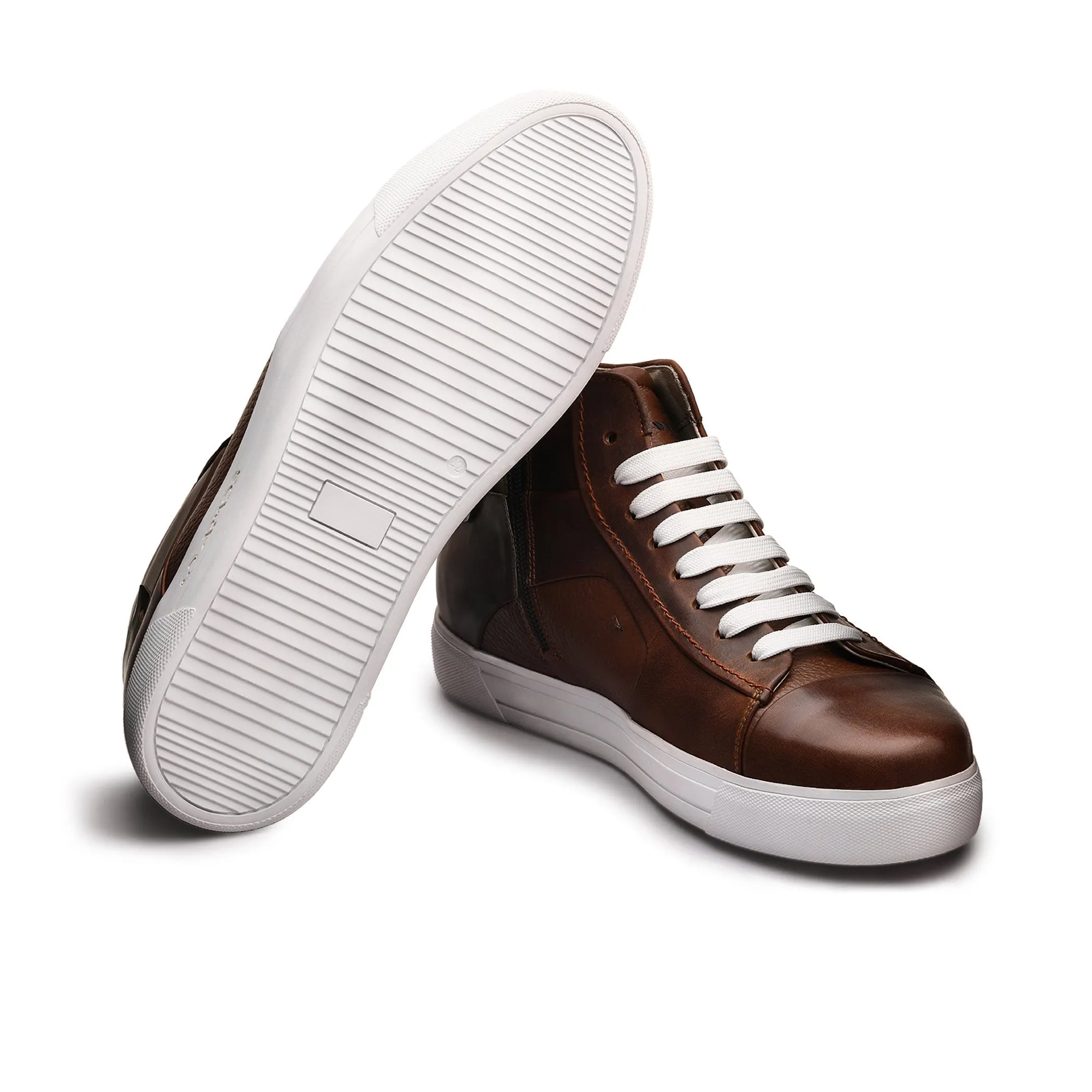 Brown Leather Ankle Sneakers