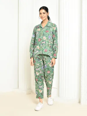 Dhanvi Cotton Floral Hand-Printed Co-Ord Set