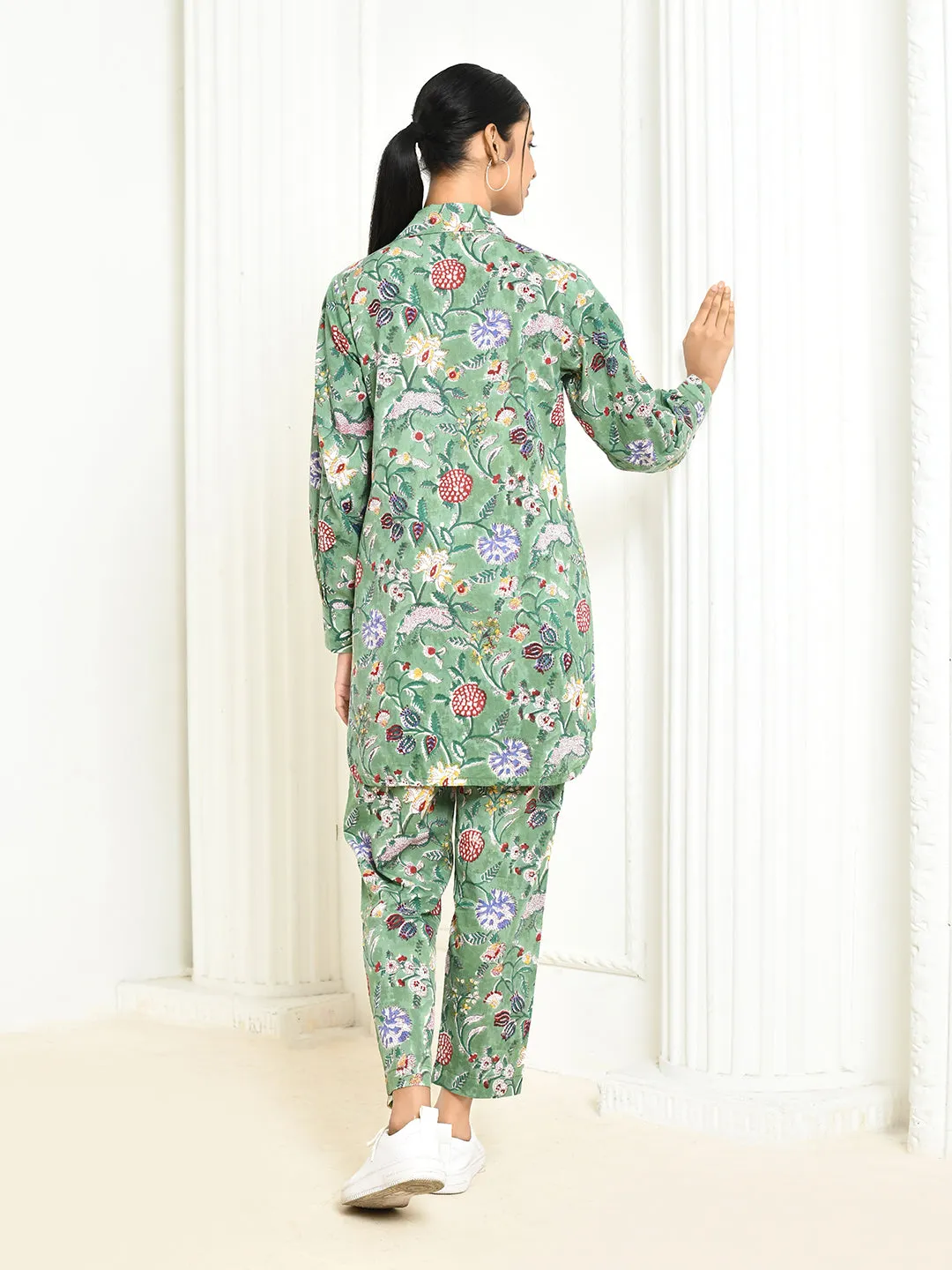 Dhanvi Cotton Floral Hand-Printed Co-Ord Set