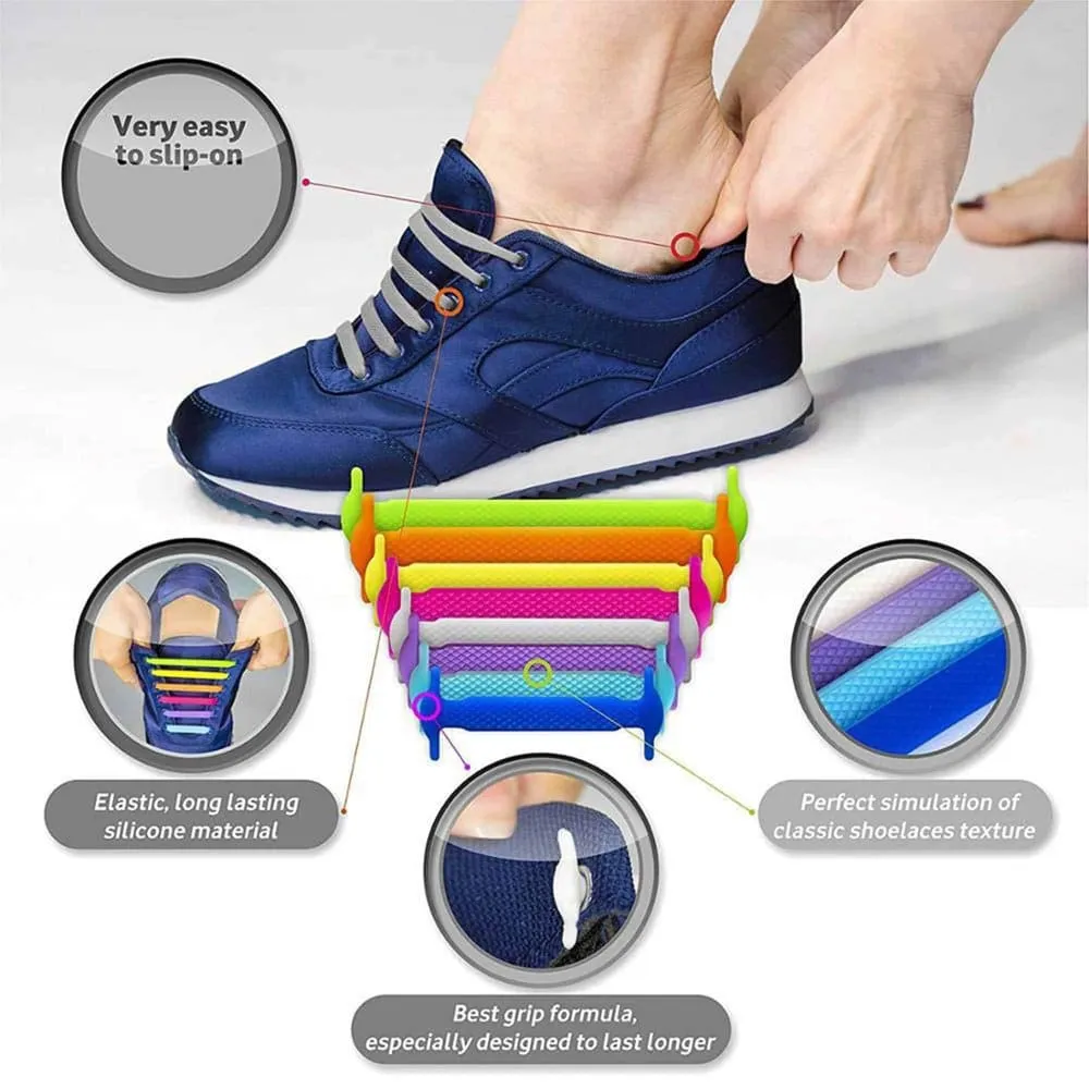 elastic lazy no-tie silicone speed laces - Orange (Adults)(x2 Combo)