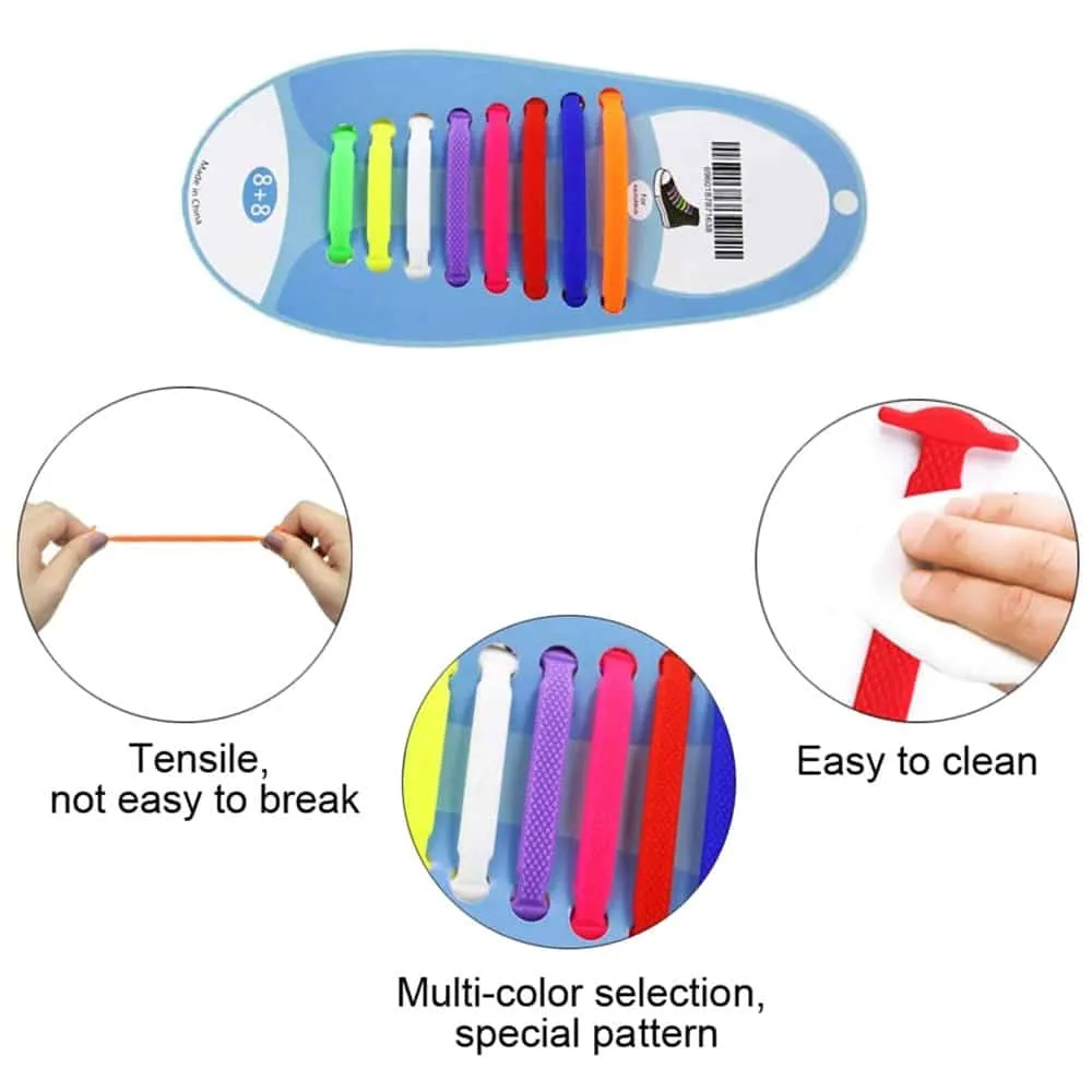 elastic lazy no-tie silicone speed laces - Orange (Adults)(x2 Combo)