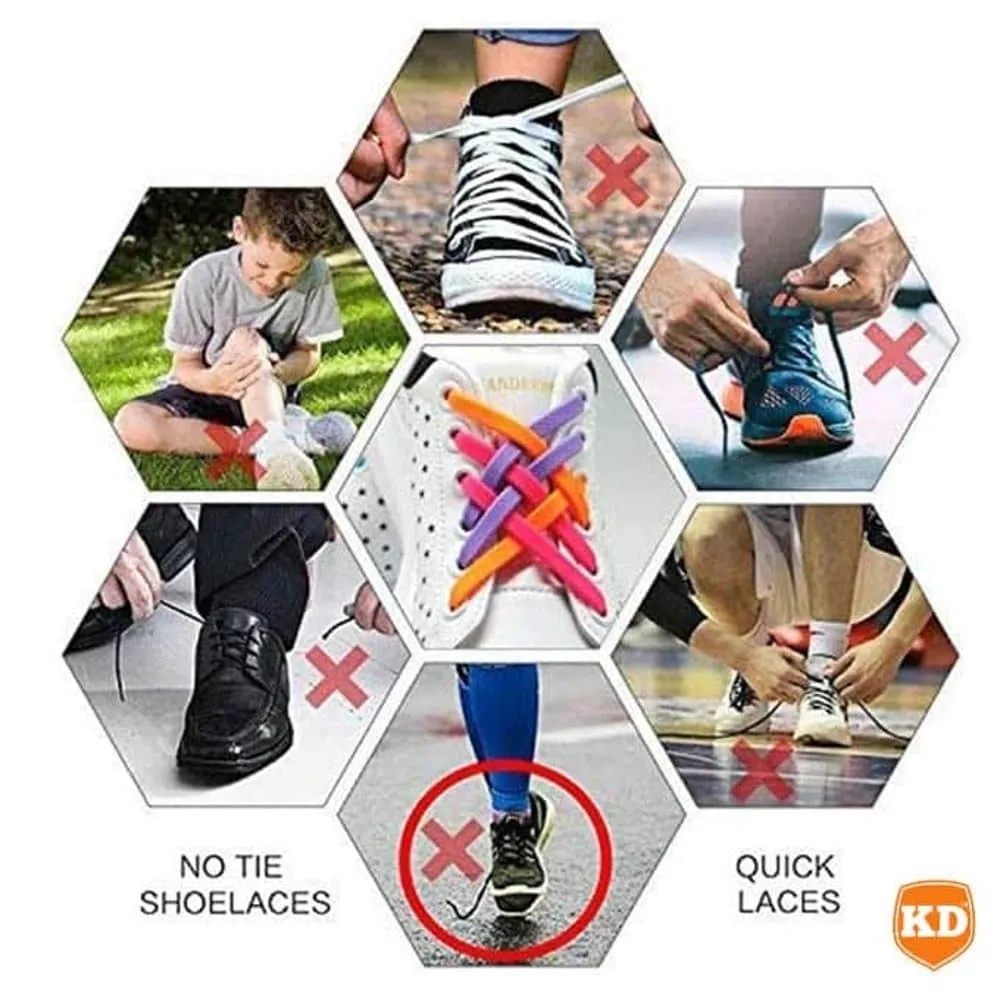 elastic lazy no-tie silicone speed laces - Orange (Adults)(x2 Combo)