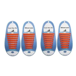 elastic lazy no-tie silicone speed laces - Orange (Adults)(x2 Combo)