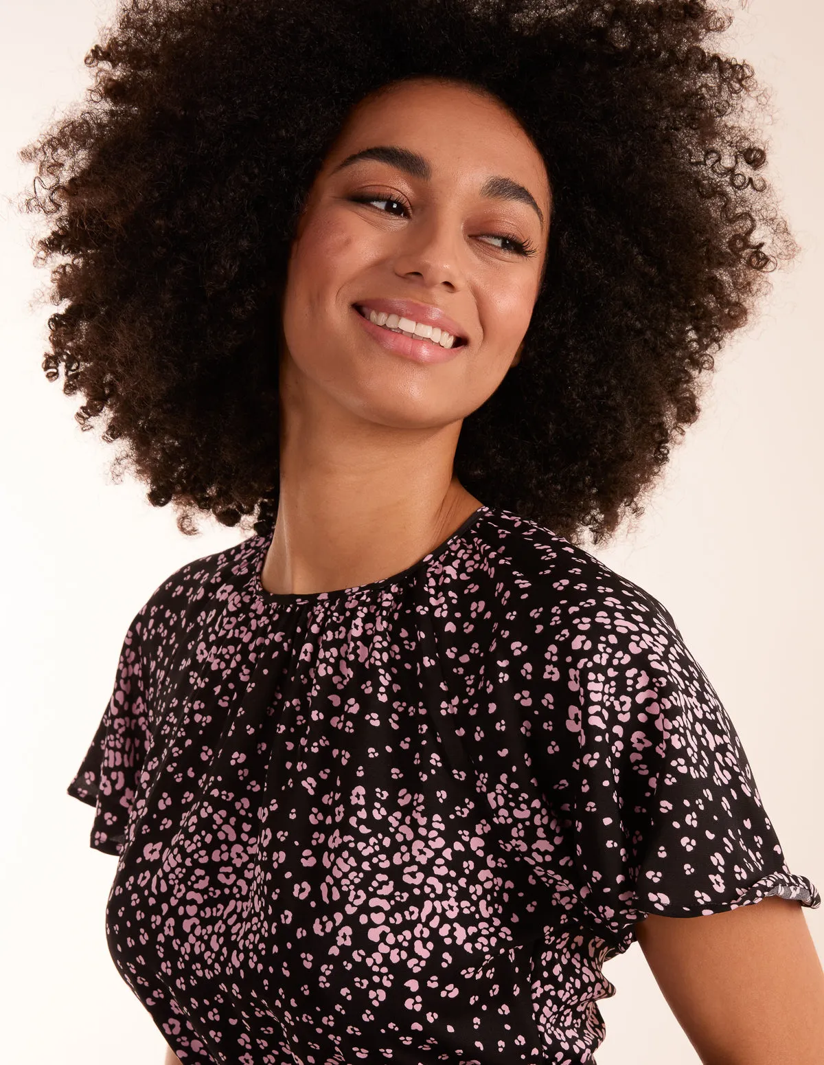 Frill Sleeve Belted Mini Dress