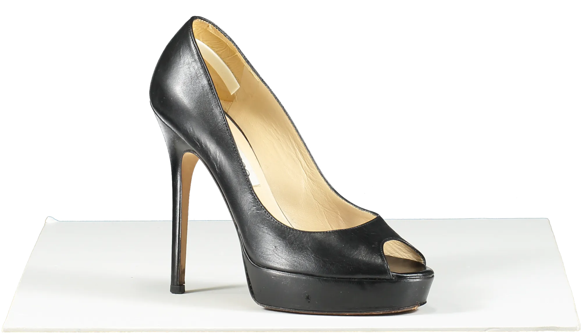 Jimmy Choo Dahlia Leather Peep-toe Pumps In Black UK 3 EU 36 