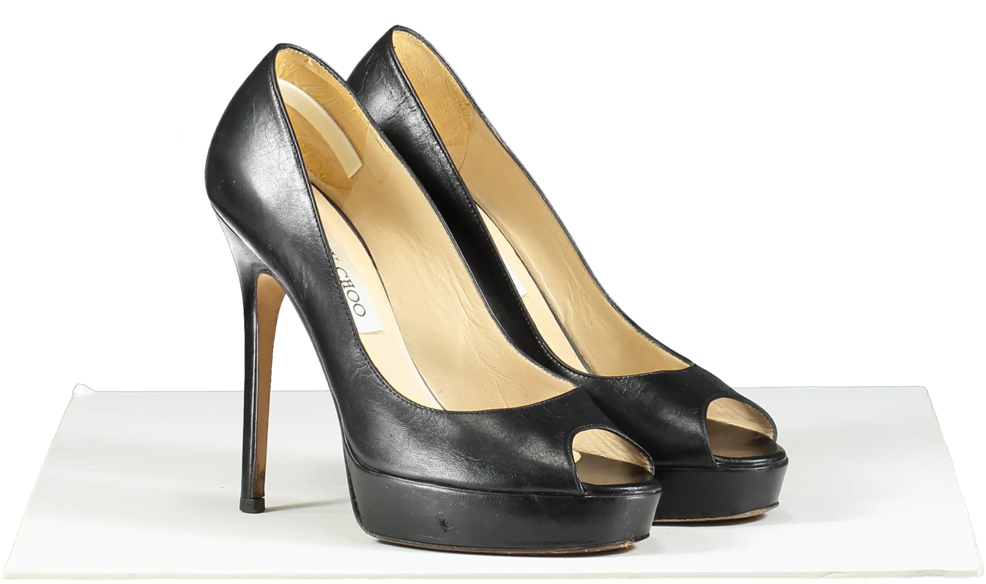 Jimmy Choo Dahlia Leather Peep-toe Pumps In Black UK 3 EU 36 