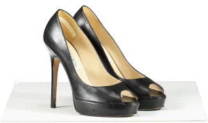 Jimmy Choo Dahlia Leather Peep-toe Pumps In Black UK 3 EU 36 