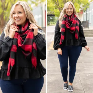 Just Warms My Heart Scarf, Black-Red
