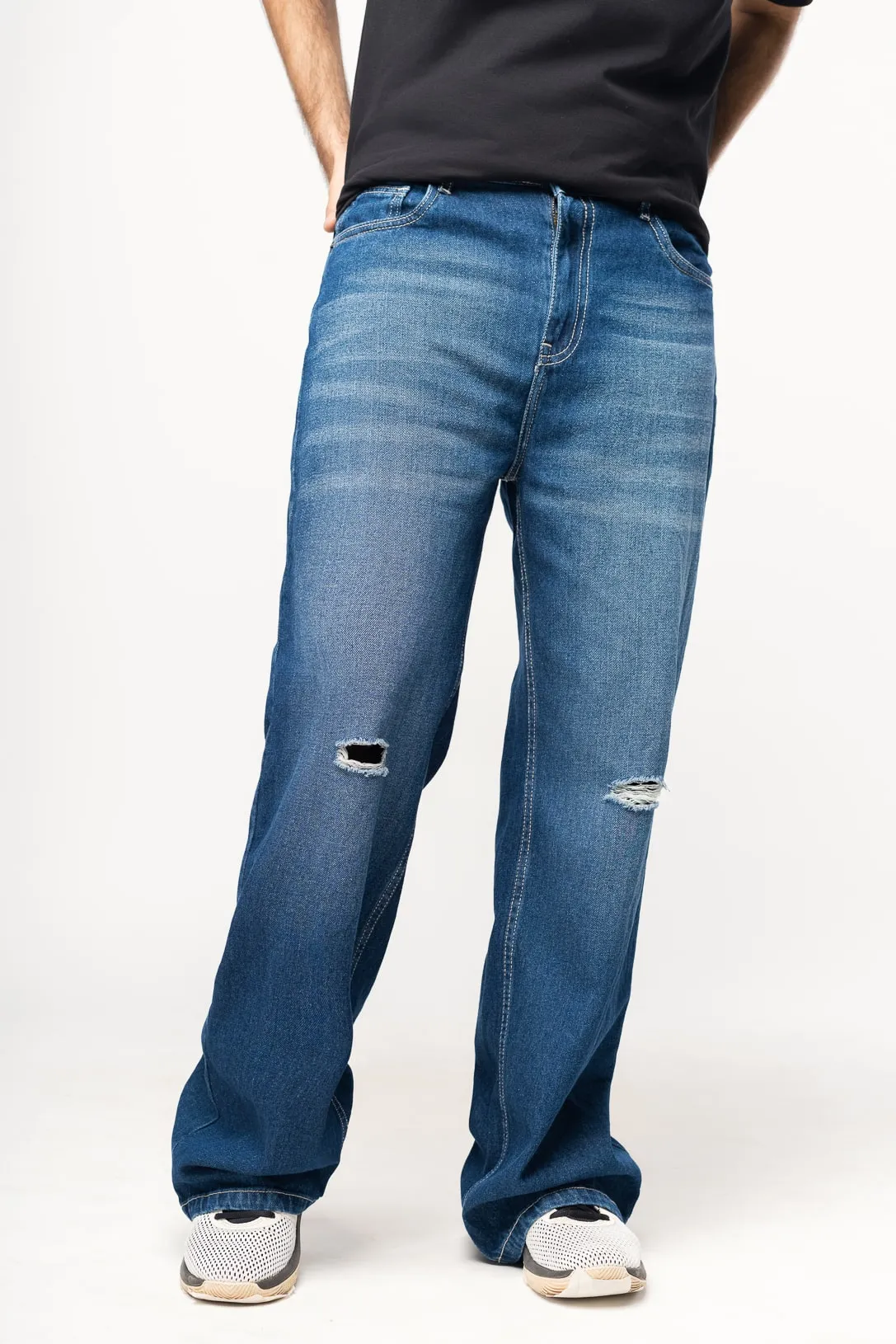 Minimal Distress Men's Wide Jeans