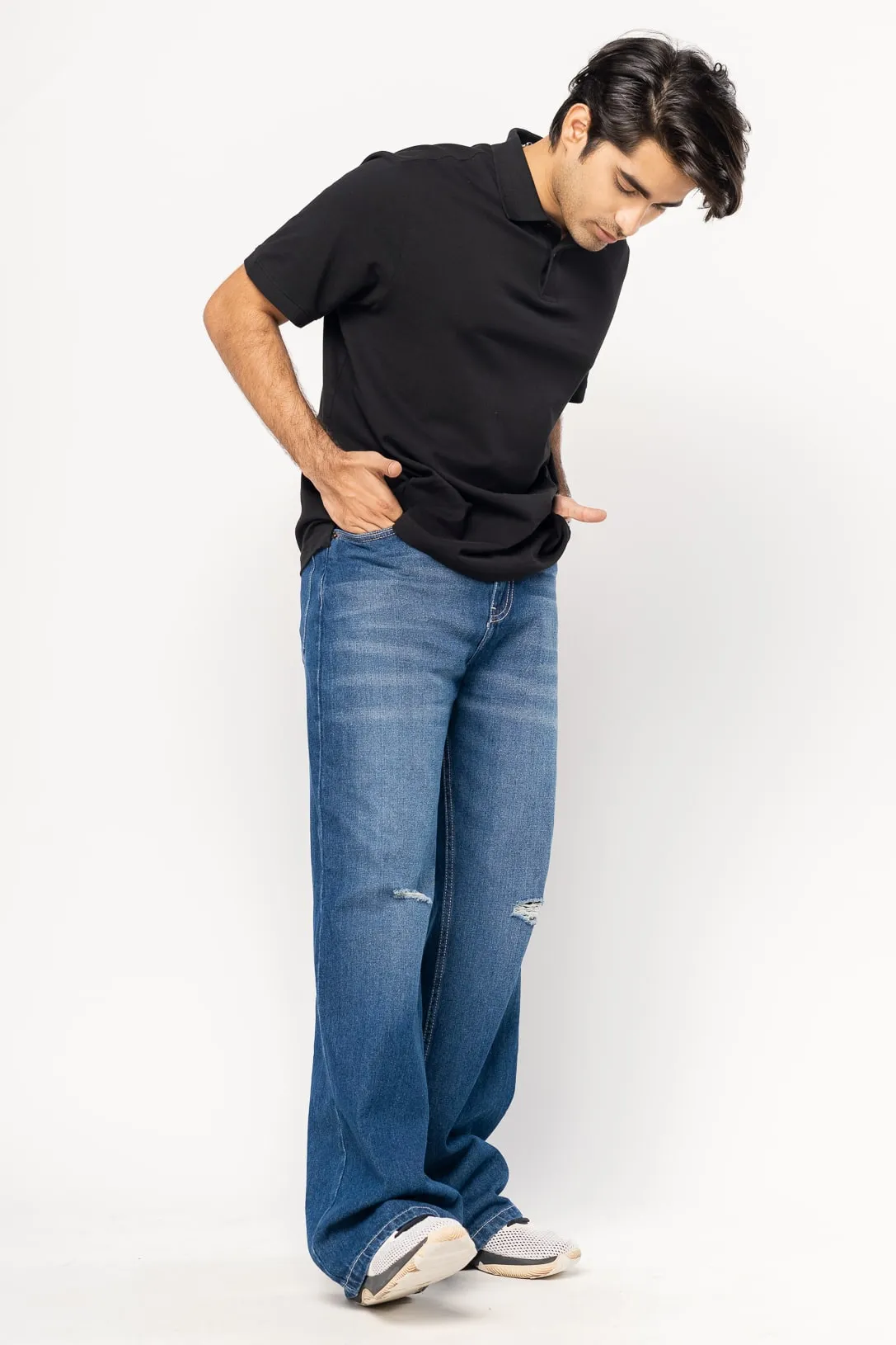 Minimal Distress Men's Wide Jeans