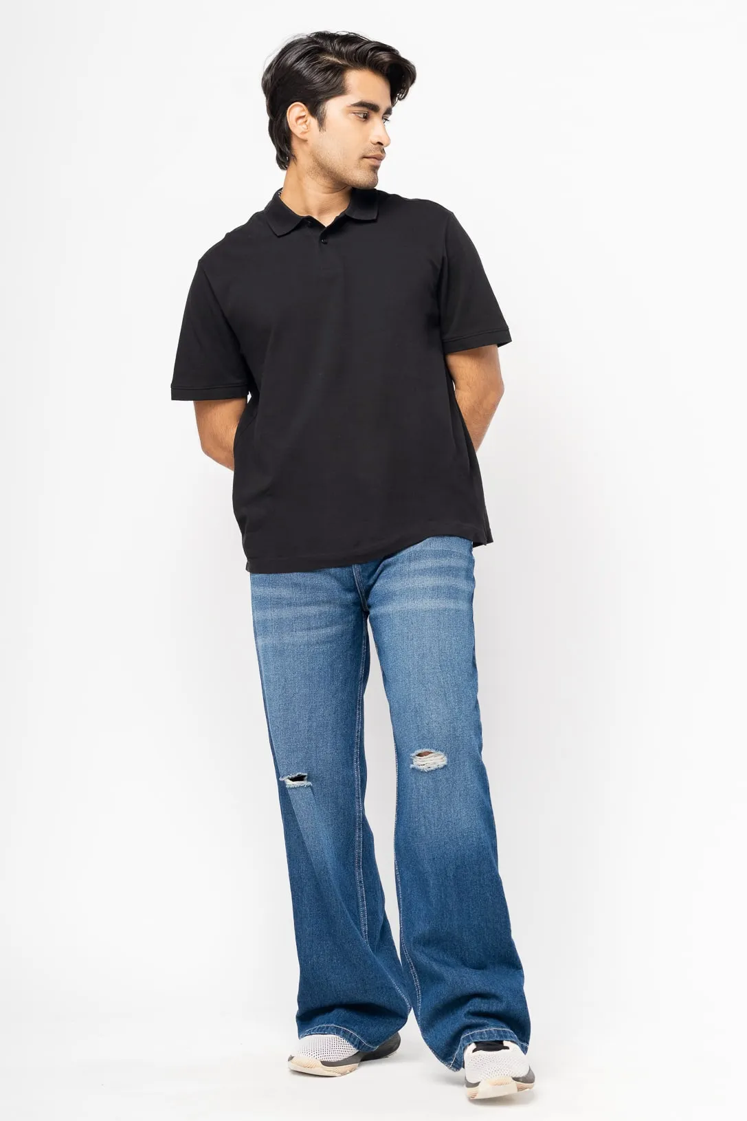 Minimal Distress Men's Wide Jeans