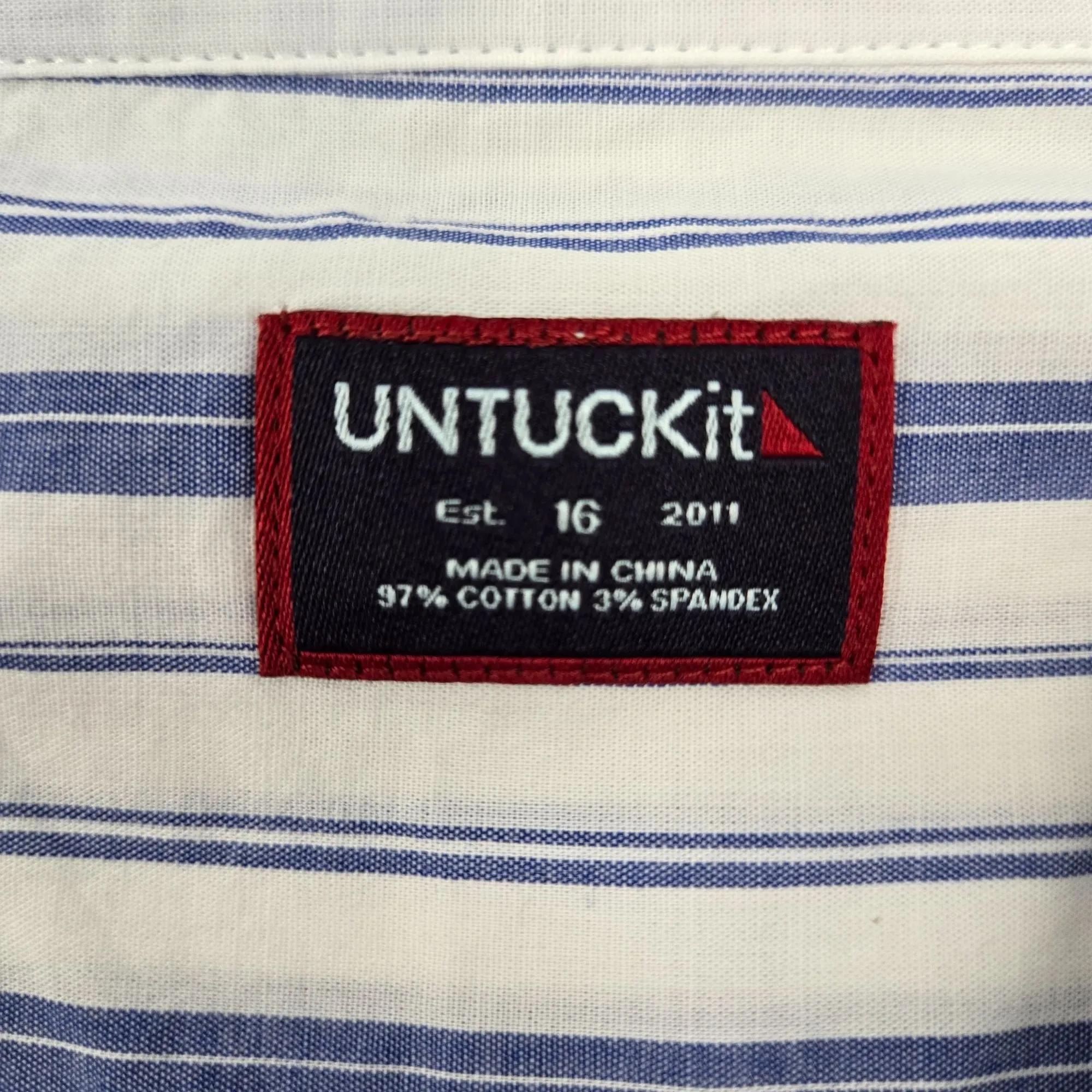NWT UNTUCKit Pinot Perse Striped Long Sleeve Button Down Shirt Size 16