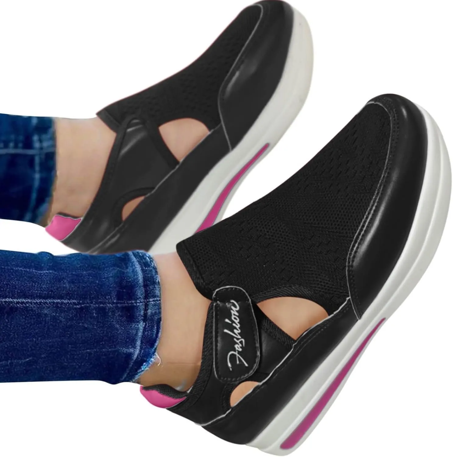 Orthopedic Comfortable Walking Shoes for Women Slip On Sneakers with Arch Support Casual Loafers Plantar Fasciitis Relief Foot Heel Pain Diabetic