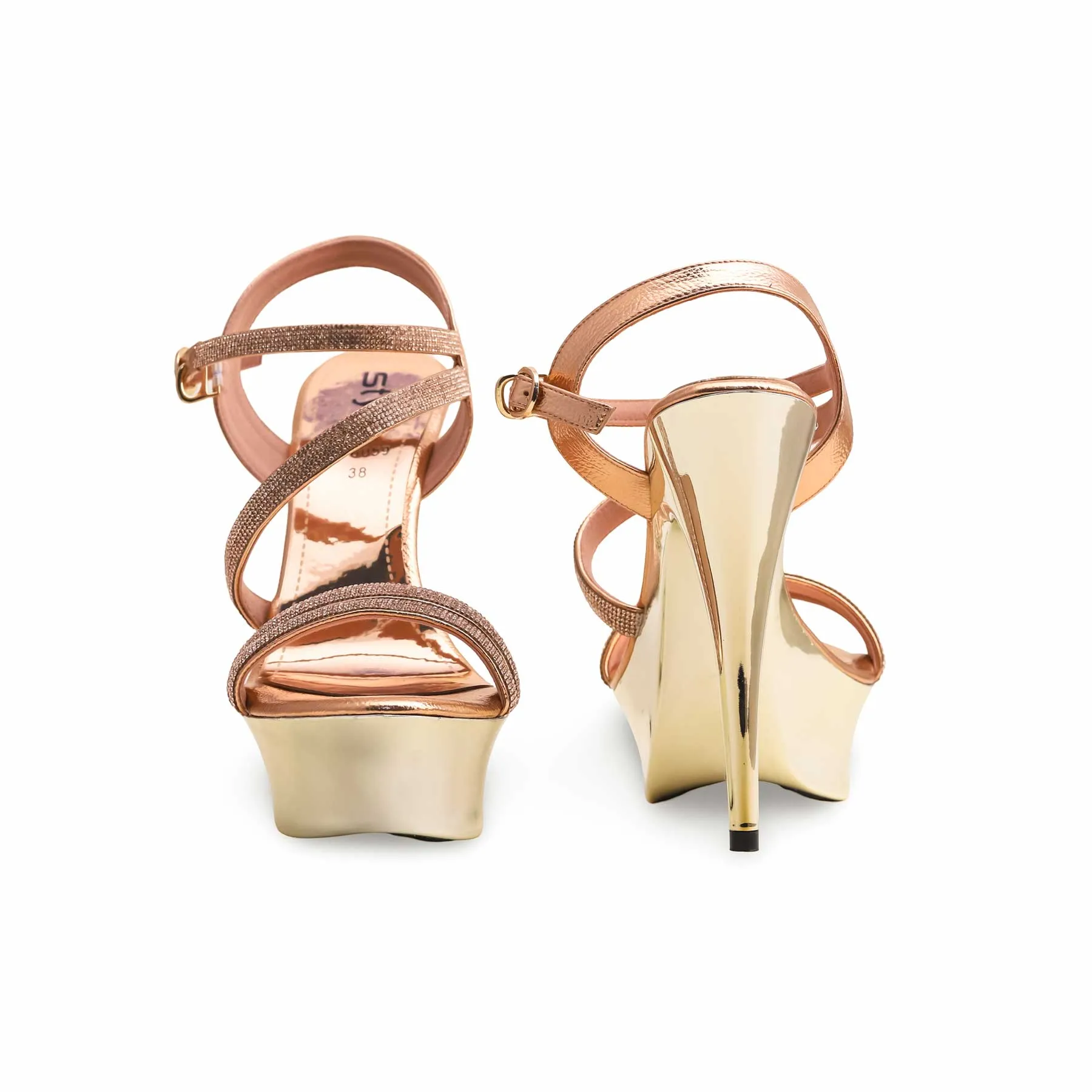 Peach Fancy Bridal Sandal For Ladies FN6059