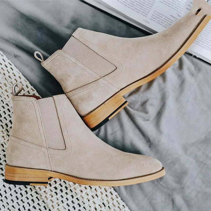Pure Leather Cow Suede Pointy Men Boots