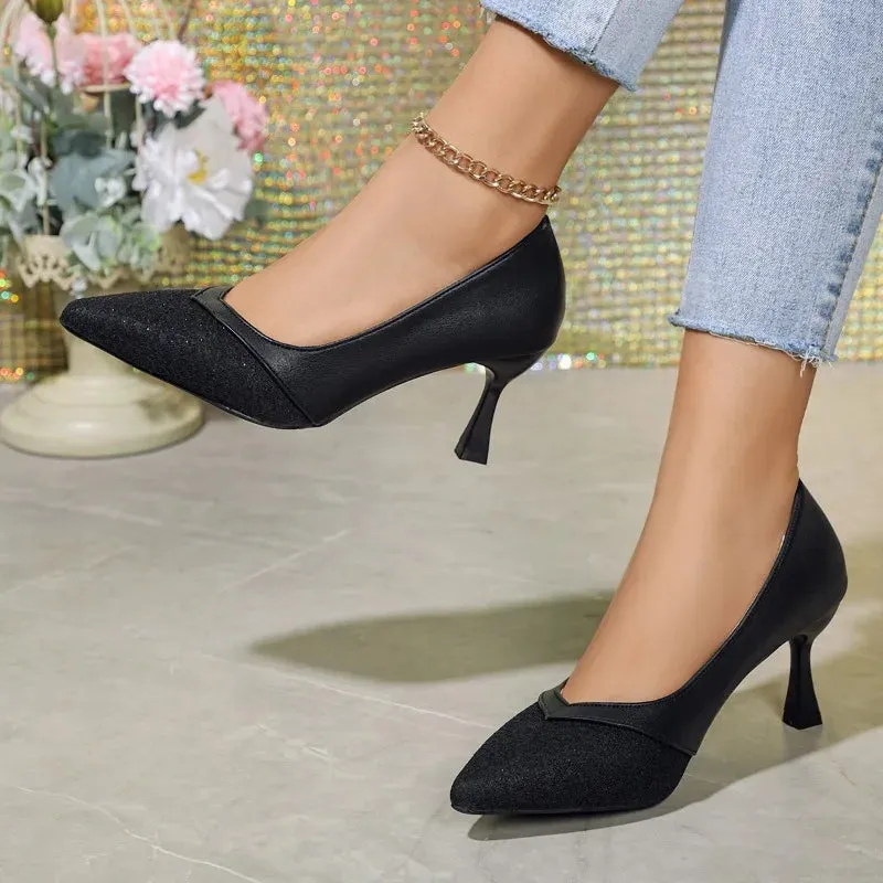 Sexy Pointed Toe Exquisite Wedding Casual Fashion Elegant Stiletto Low Heel Pumps