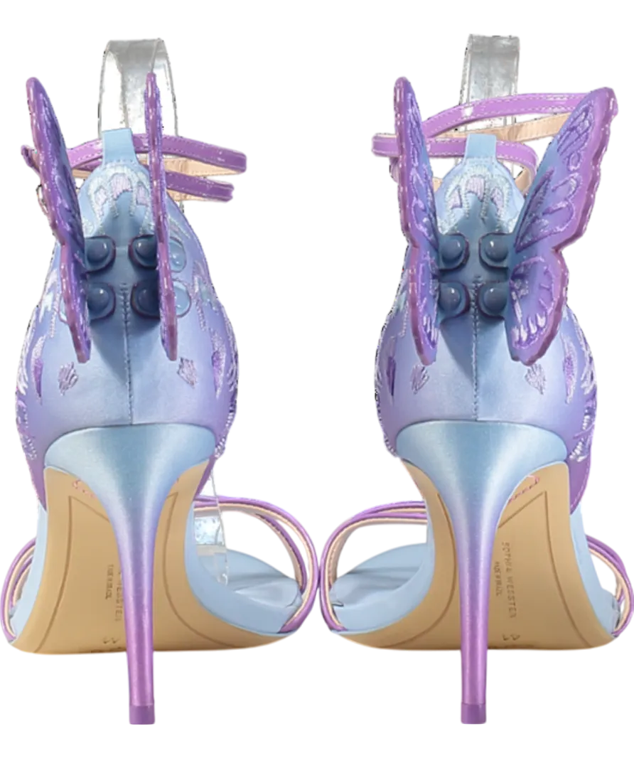 Sophia Webster Blue / Lilac Chiara Embroidered Satin Heeled Sandals UK 8 EU 41 