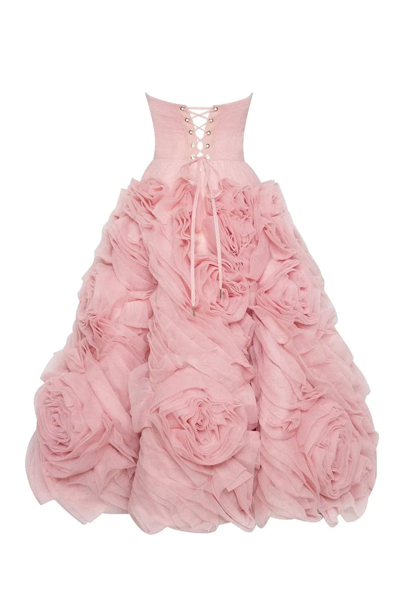 Unreal Sensibility Tulle Trendy Strapless Midi Dress