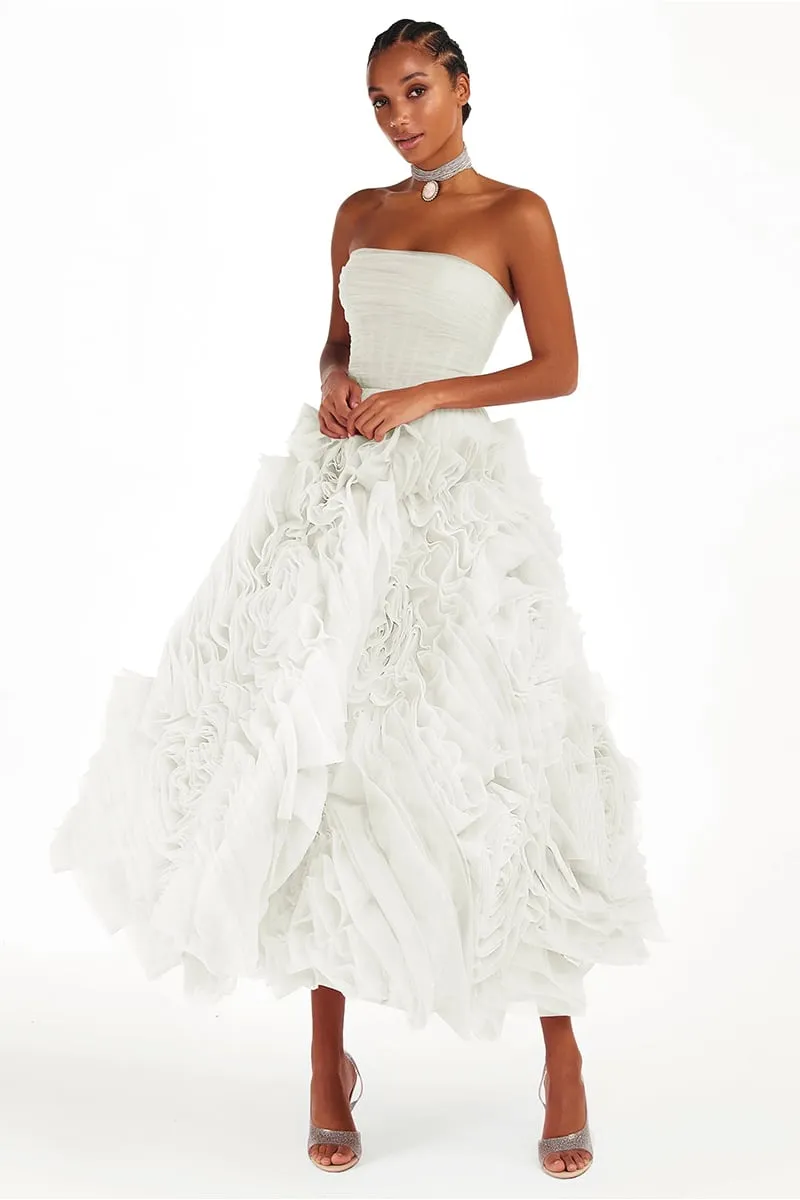 Unreal Sensibility Tulle Trendy Strapless Midi Dress
