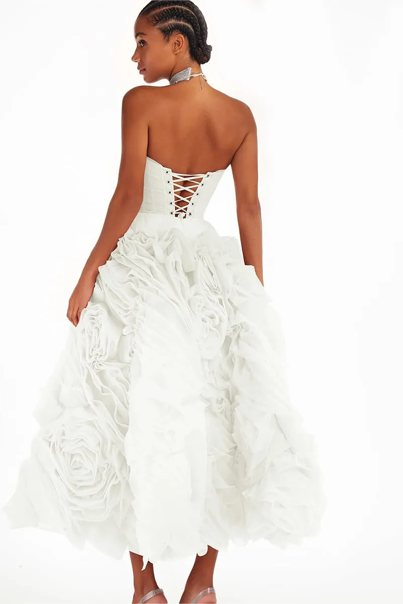 Unreal Sensibility Tulle Trendy Strapless Midi Dress