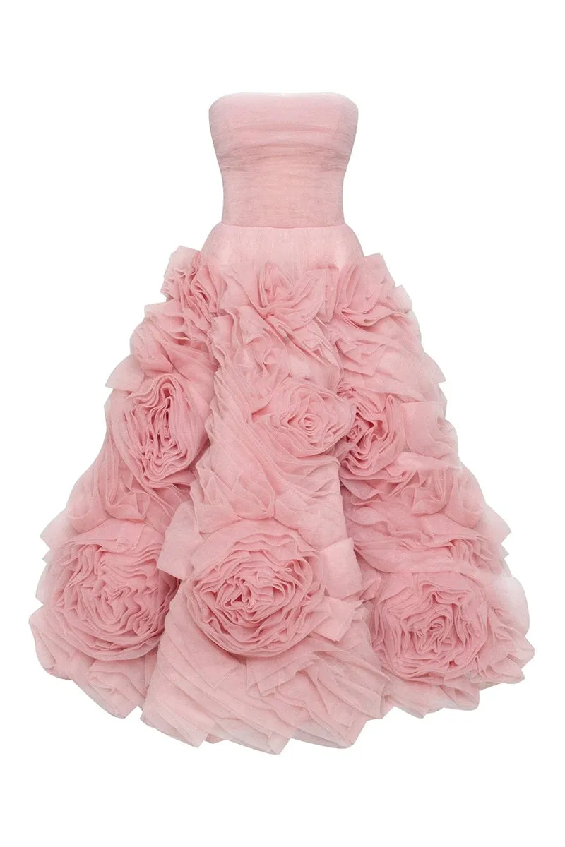 Unreal Sensibility Tulle Trendy Strapless Midi Dress