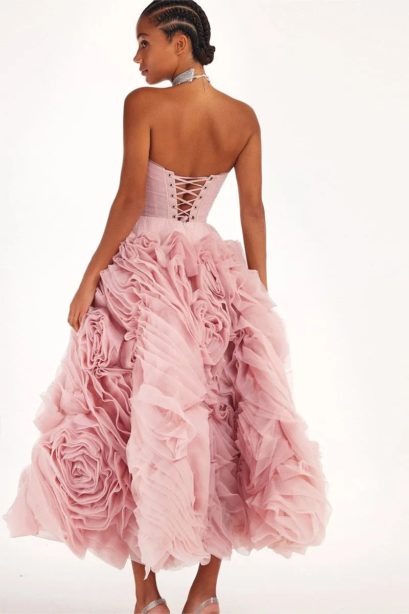 Unreal Sensibility Tulle Trendy Strapless Midi Dress