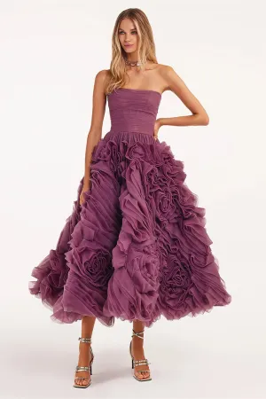 Unreal Sensibility Tulle Trendy Strapless Midi Dress