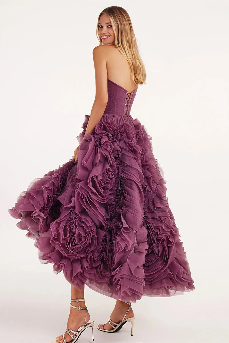 Unreal Sensibility Tulle Trendy Strapless Midi Dress