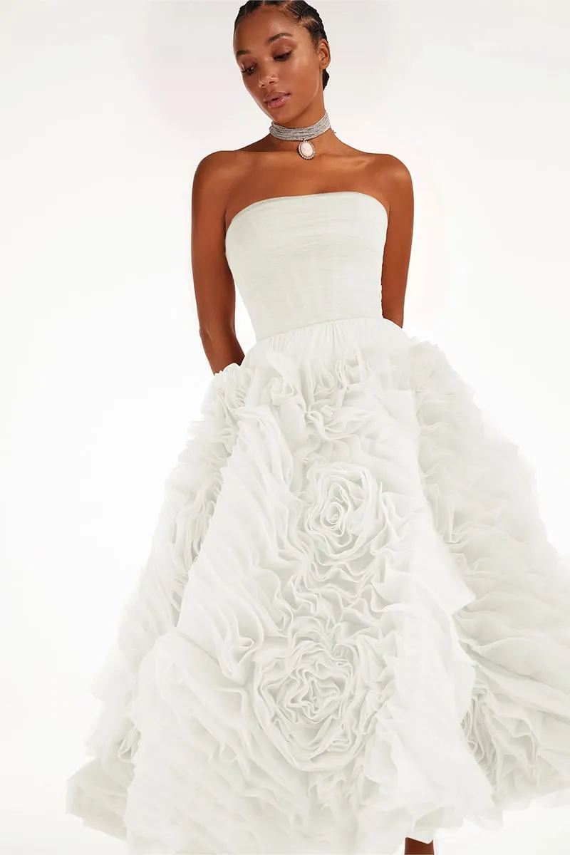 Unreal Sensibility Tulle Trendy Strapless Midi Dress