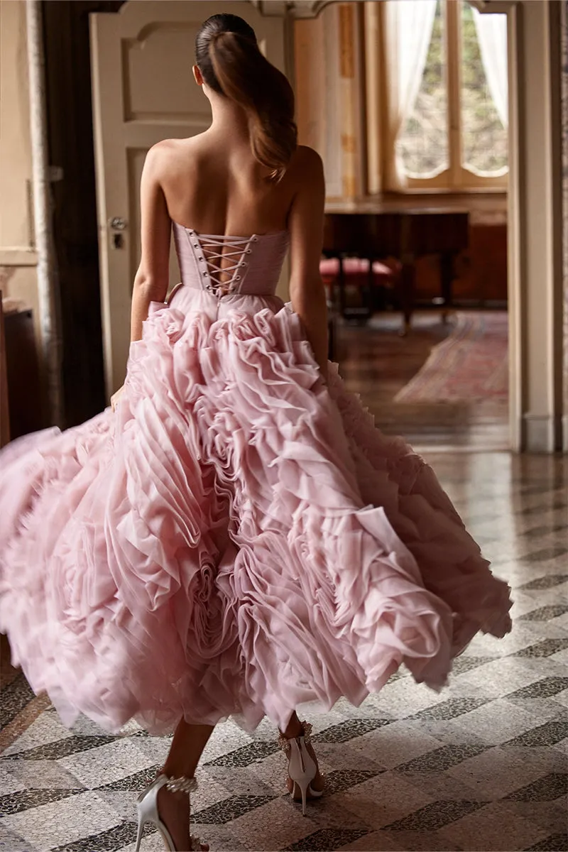 Unreal Sensibility Tulle Trendy Strapless Midi Dress