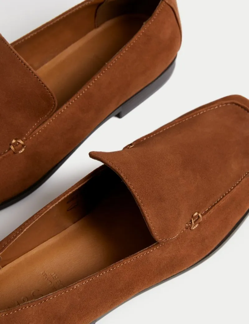 Wide Fit Leather Flat Loafers