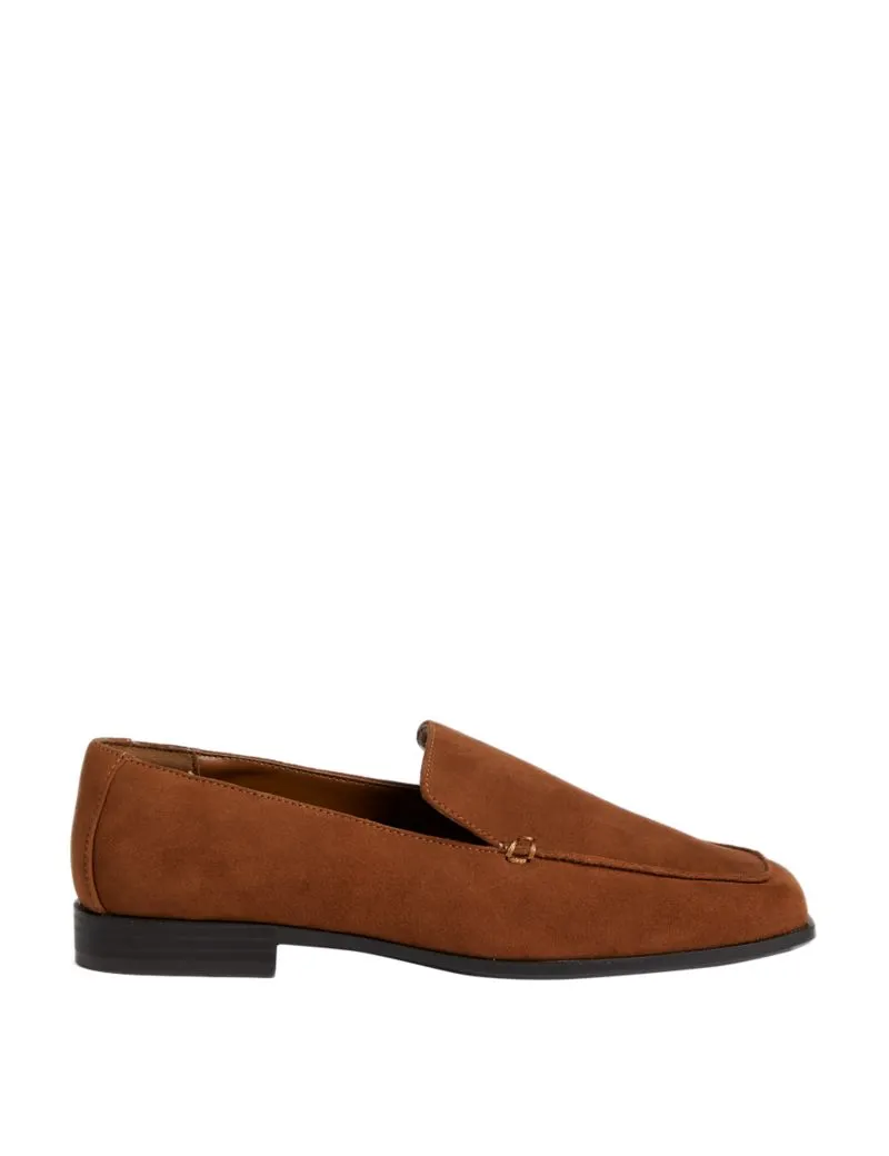 Wide Fit Leather Flat Loafers