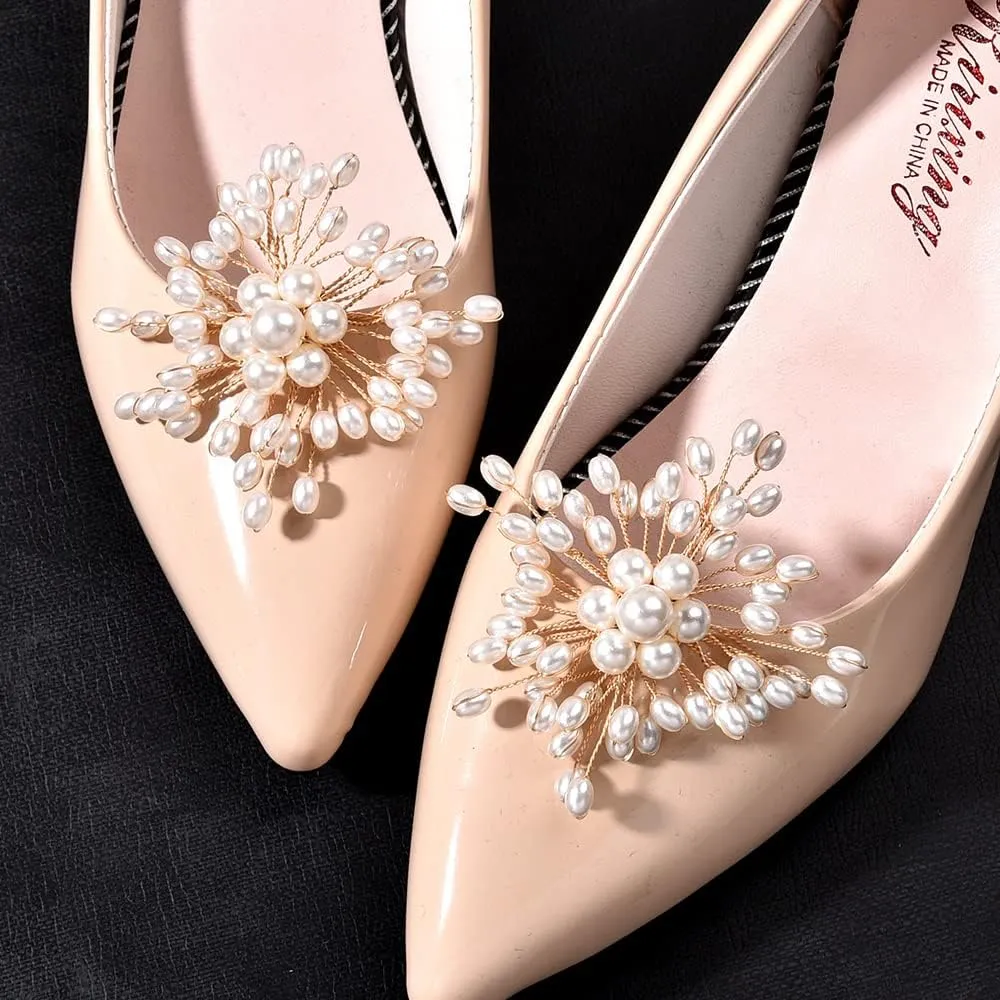 Women's Floral Shoe Buckle Shoe Clips Crystal Rhinestone Shoes Jewelry for Bridal Wedding Party Shoe Decoration