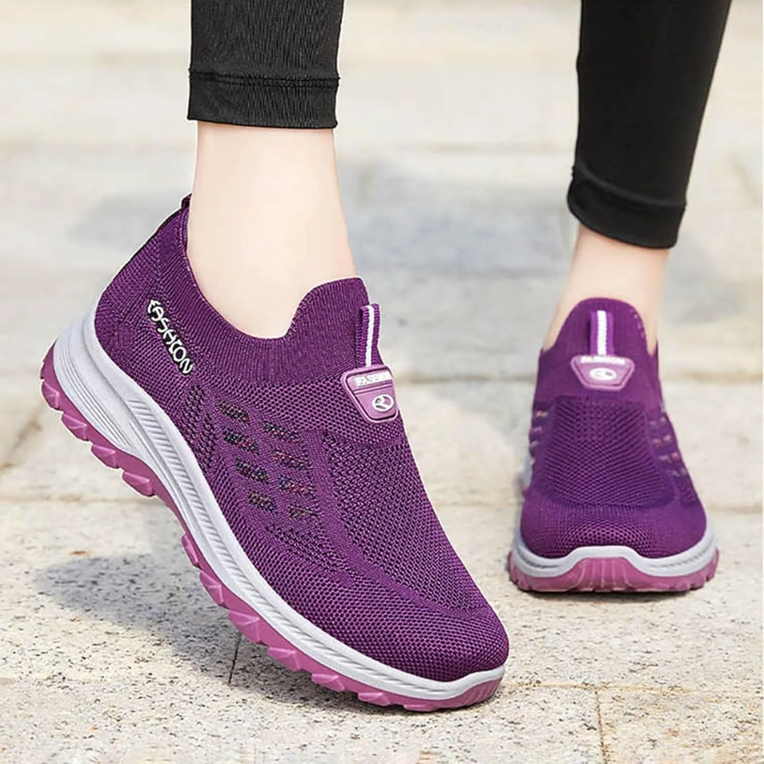 Women's Slip on Athletic Walking Shoes Air Cushion Orthopedic Sneakers with Arch Support Business Office Shoe
